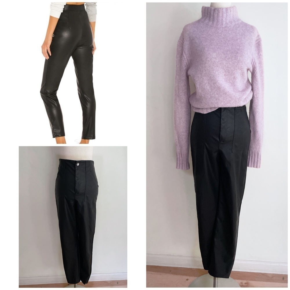 EUC Superdown Coated Faux Vegan Leather Ankle Black Skinny Tapered Pant Small